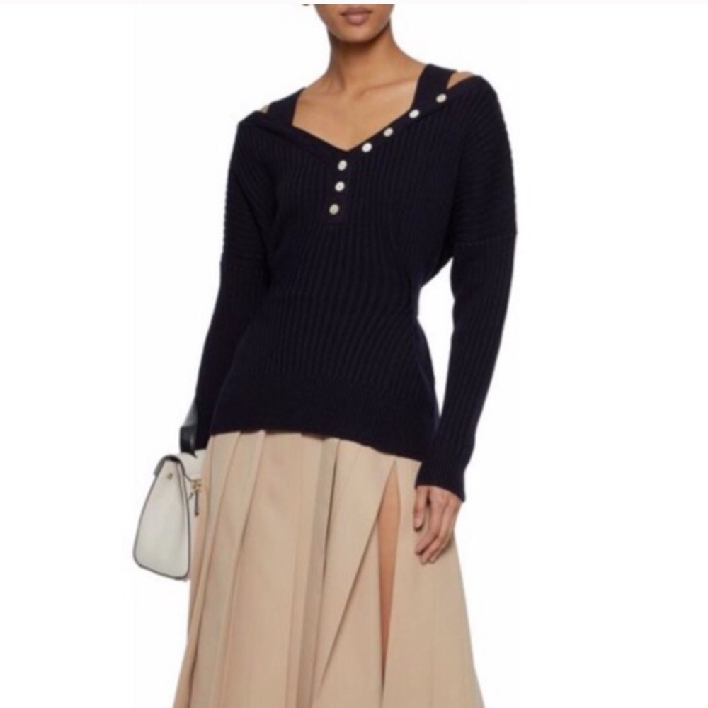 NWT Derek Lam 10 Crosby Cold-shoulder Sweater